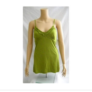 Y2K SO Sexy Green Ruffled V Neck Cami Top With Shelf Bra Small or Medium